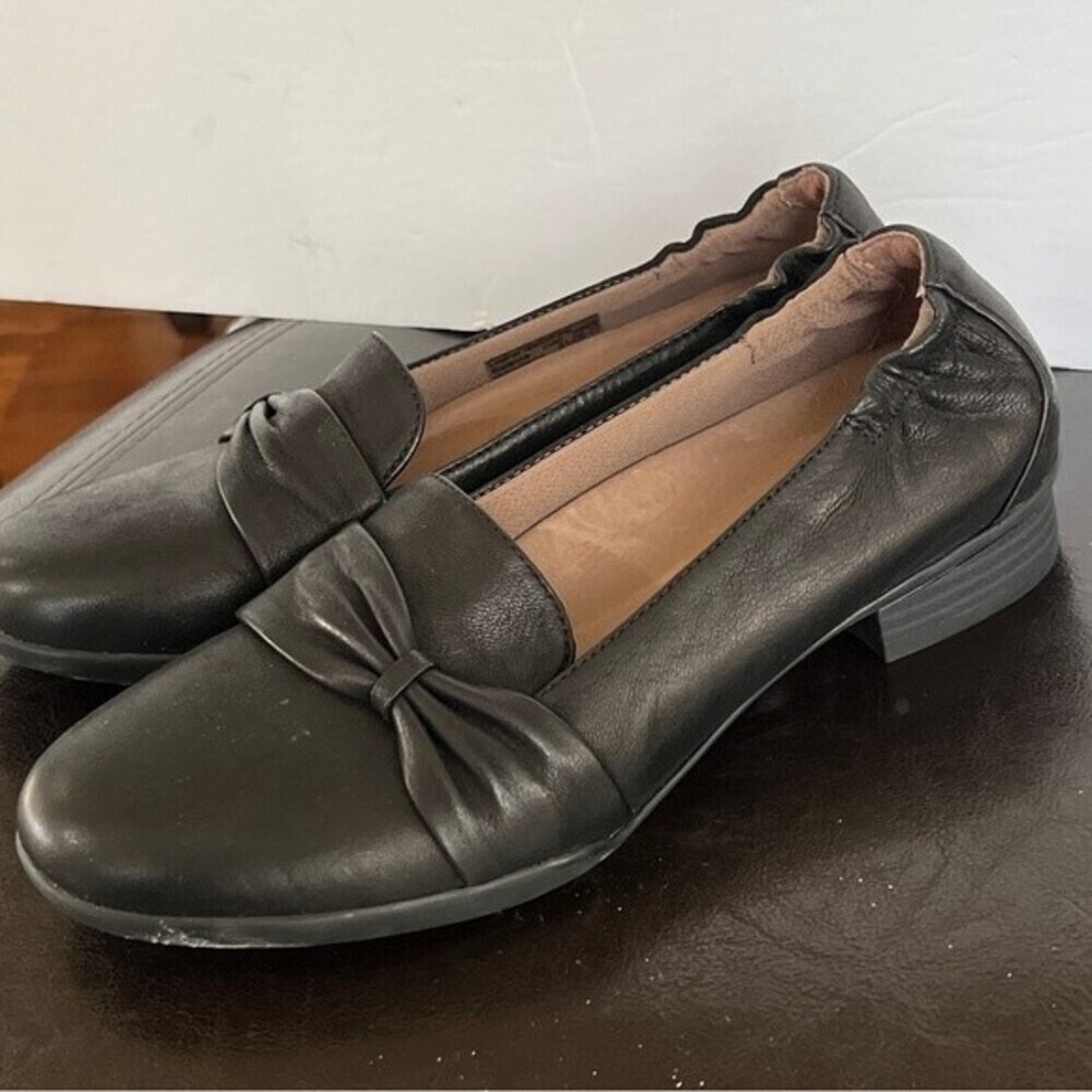 Dansko karen burnished nubuck bow belted casual career slip on loafers black